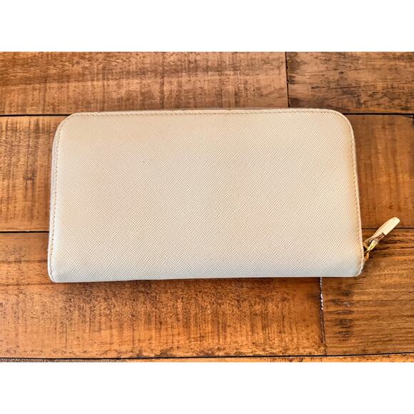 PRADA Saffiano Leather Long zip around Wallet in Cream - Picture 2 of 14